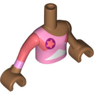 Lego Minidoll Torso Girl with Coral Star on Magenta Circle, Bright Pink Shirt Print, Medium Nougat Arms and Hands / Medium Nougat