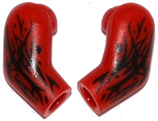 Lego Arm, (Matching Left and Right) Pair with Black Tendrils Pattern (Carnage) / Red