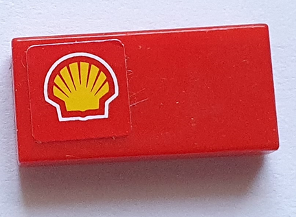 Lego Tile 1 x 2 with Shell Logo Pattern Model Left Side (Sticker) - Sets 8153 / 8155