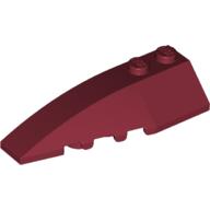 Lego Brick Wedged, Curved 6 x 2 Left, Inner Ridges / Dark Red