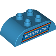 Lego Duplo Brick 2 x 4 Curved Top with White 'PISTON CUP' Print