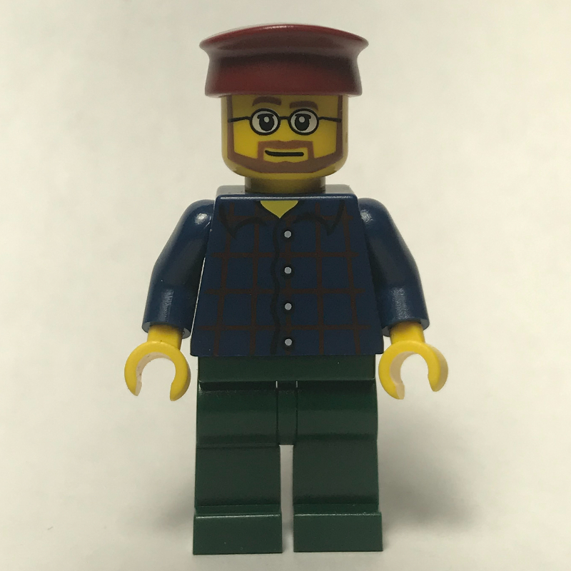 Lego Dark Blue Torso, Dark Green Legs, Dark Red Hat