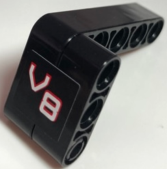 Lego Stickered Assembly 5 x 2 x 3 with Red and White 'V8' Pattern Model Right Side (Sticker) - Set 8682