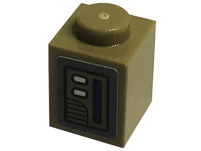 Lego Brick 1 x 1 with Dark Tan Door Switches Pattern (Sticker) - Set 75290