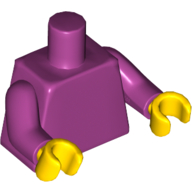 Lego Torso '2ND ANNIVERSARY LEGO Official Flagship Store 2020-2022' / LEGO Logo Back Print, Magenta Arms, Yellow Hands / Magenta