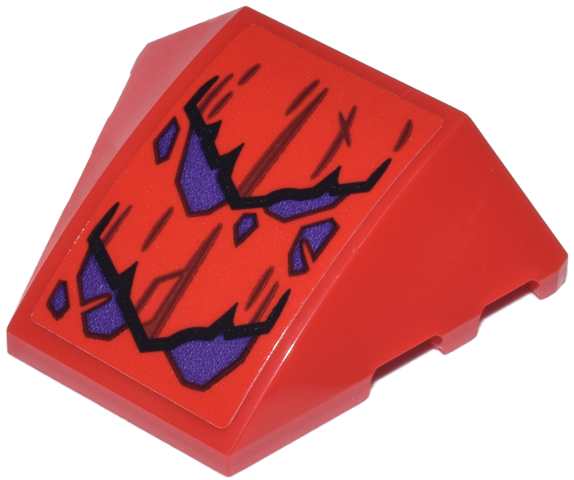 Lego Wedge 4 x 3 Triple Curved No Studs with Dark Purple Dragon Scales, Black Edges and Dark Brown Creases Pattern (Sticker) - Set 71832 / Red