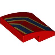 Lego Brick Curved 2 x 2 x 2/3 with Gold/Dark Blue Stripes Print