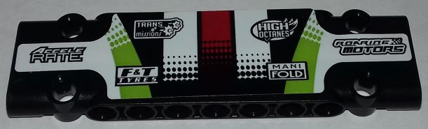 Lego Technic, Panel Plate 3 x 11 x 1 with Sponsorship Logos on Black, Lime, Red and White Pattern (Sticker) - Set 42065 / Black