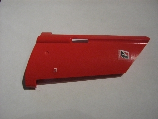 Lego Technic, Panel Fairing #20 Large Long, Small Hole, Side A with 'E' and Bridgestone Logo Pattern (Stickers) - Set 8386