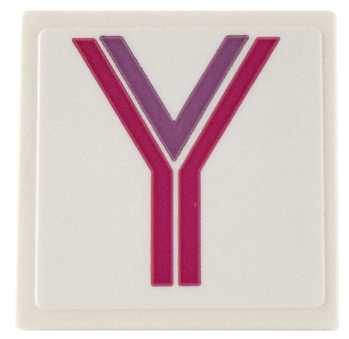 Lego Road Sign 2 x 2 Square with Open O Clip with Medium Lavender and Magenta Letter Y Pattern (Sticker) - Set 41732