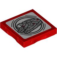 Lego Tile Special 2 x 2 with SMART Tag with Millennium Falcon Print / Red