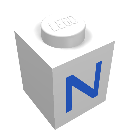 Lego Brick 1 x 1 with Blue N Print / White