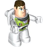 Lego Duplo Figure with White Legs and Lime Space Suit, Dark Brown Hair Print (Buzz Lightyear)