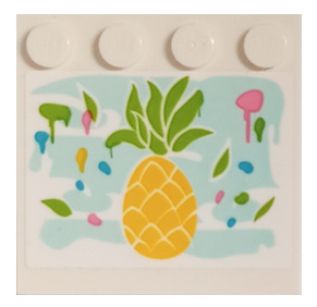 Lego Tile, Modified 4 x 4 with Studs on Edge with Pineapple Painting Pattern (Sticker) - Set 41682