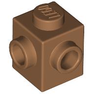 Lego Brick Special 1 x 1 with Studs on 2 Adjacent Sides / Medium Nougat
