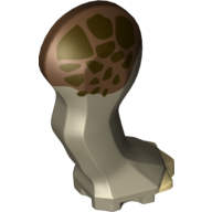 Lego Animal Body Part, Dinosaur, Triceratops Leg, Right, Front, with Pin, Tan Nails and Reddish Brown and Dark Brown Print / Dark Tan