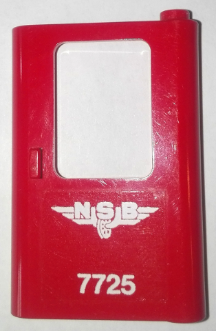Lego Door 1 x 4 x 5 Train Right, Thin Support at Bottom with White 'NSB 7725' Pattern (Sticker) - Set 7725 / Red