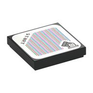 Lego Tile 2 x 2 with 'Start', Cannon, and Barcode Print (Sticker) / Black