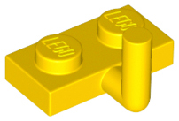 Lego Plate, Modified 1 x 2 with Bar Arm Up (Horizontal Arm 5mm) / Yellow