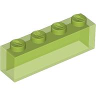 Lego Brick 1 x 4 without Bottom Tubes / Trans-Bright Green