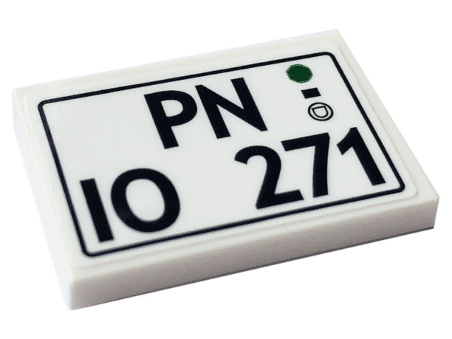 Lego Tile 2 x 3 with Black 'PN IO 271' Pattern (Sticker) - Set 10271