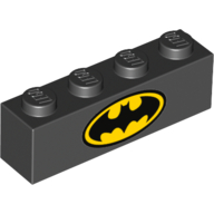 Lego Brick 1 x 4 with Batman Logo print / Black