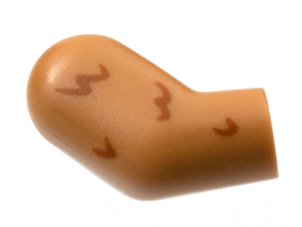 Lego Arm, Right with Rounded Reddish Brown Fur Pattern / Medium Nougat
