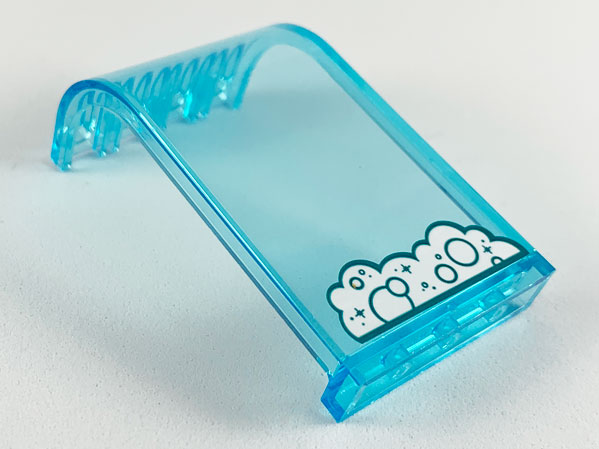Lego Panel 3 x 4 x 6 Curved Top with White Water Foam with Dark Turquoise Bubbles and Sparkles, Flat Lower Edge Pattern (Sticker) - Set 41164