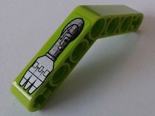 Lego Technic, Liftarm, Modified Bent Thick 1 x 7 (4 - 4) with Robot Arm 3 Fingers Pattern Model Left Side (Sticker) - Set 8307