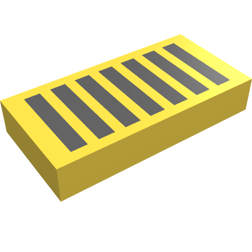 Lego Tile 1 x 2 with Black Grill Print / Yellow