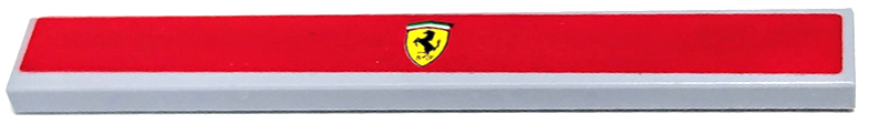 Lego Tile 1 x 8 with Ferrari Logo on Red Background Pattern (Sticker) - Set 8144-2 / Light Bluish Gray