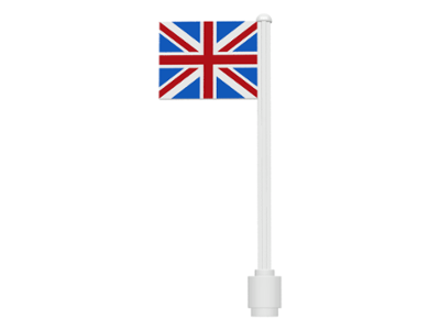Lego Flag on Flagpole, Straight with United Kingdom Union Jack Pattern (Stickers)