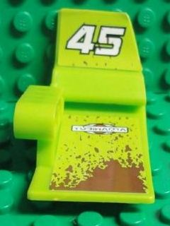 Lego Technic, Panel Car Mudguard Left with 'YUBIHAMA', White '45', Reddish Brown Mud Splashes on Inside Pattern (Stickers) - Set 8492