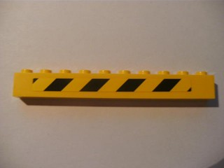 Lego Brick 1 x 10 with Black and Yellow Danger Stripes Pattern Right (Sticker) - Set 7633