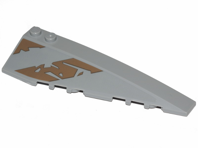 Lego Wedge 10 x 3 Right with Dark Tan Tattered Stripe and Triangle Pattern (Sticker) - Set 75292 / Light Bluish Gray