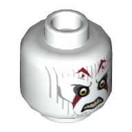Lego Minifig Head Inquisitor, Pau'an Yellow Eyes, Gray Lines and Red Markings Print [Hollow Stud]