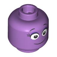Lego Minifig Head, White Eyes, Thing Black Smile / Medium Lavender