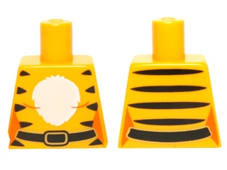 Lego Torso Female Outline with White Chest, Black Tiger Stripes and Belt Pattern / Bright Light Orange