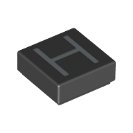 Lego Tile 1 x 1 with letter Capital H Print / Black