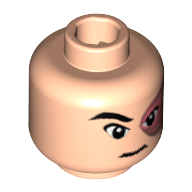 Lego Minifig Head Prince Zuko (Avatar), Scarred Left Eye, Ponytail on Back Print [Blocked Open Stud] / Light Nougat