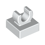 Lego Tile Special 1 x 1 with Clip with Rounded Edges / White