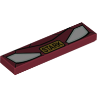 Lego Tile 1 x 4 with Iron Man Mask and Gold 'STARK' Print