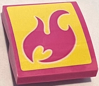 Lego Slope, Curved 2 x 2 x 2/3 with Dark Pink Flame on Bright Light Yellow Background Pattern (Sticker) - Set 41383