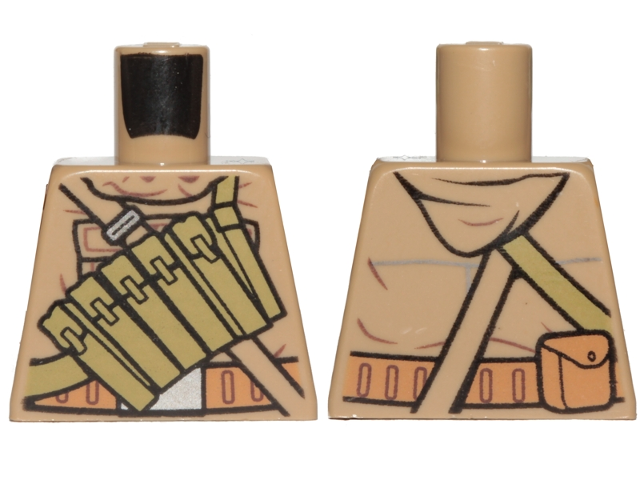 Lego Torso SW Hoodie Jacket with Central Olive Green Pockets on Shoulder Strap Pattern (Resistance Trooper) / Dark Tan