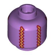 Lego Minifig Head (No Face), Gold and Dark Red Zigzag Lines Print (Purse)