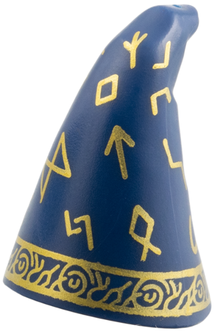 Lego Minifigure, Headgear Hat, Cone Drooping, Wizard with Gold Stripe and Runes Pattern