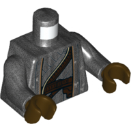 Lego Torso Robe, Belts, Dirt Stains Print, Pearl Titanium Arms, Dark Brown Hands / Pearl Titanium