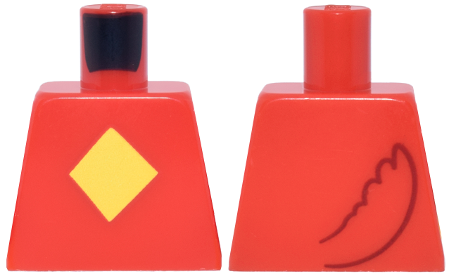 Lego Torso Yellow Diamond and Dark Red Tail on Back Pattern