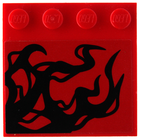 Lego Tile, Modified 4 x 4 with Studs on Edge with Black Tendrils Pattern Model Right Side (Sticker) - Set 76199