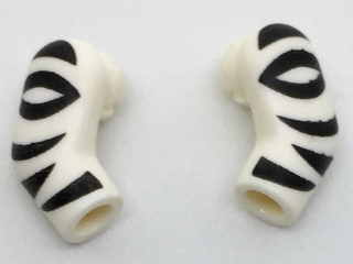 Lego Arm, (Matching Left and Right) Pair with Black Zebra Stripes Pattern / White